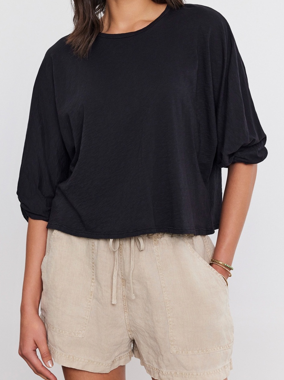 Velvet by Graham & Spencer Faith Knot Sleeve Top: Navy